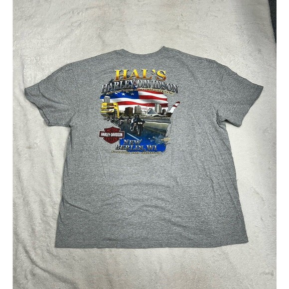 Harley Davidson 110 Year Anniversary American Flag Gray Graphic T-Shirt Size 2XL - Picture 8 of 8
